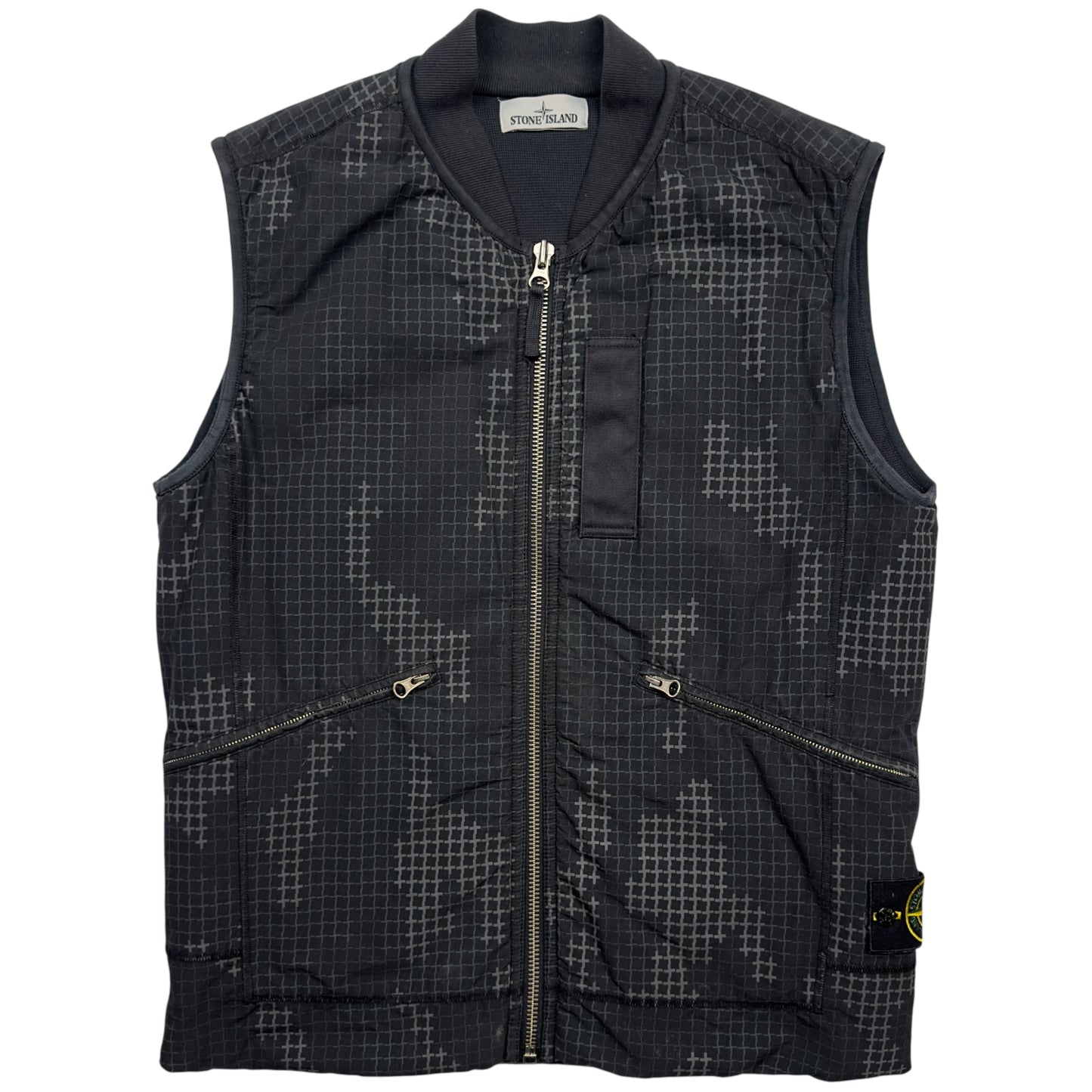 A/W 17 Stone Island Full Compact Rip Stop SI Check Grid Camo Gilet