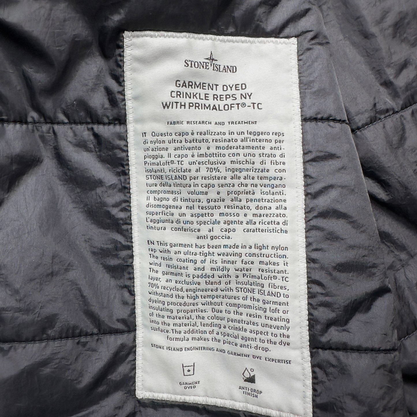 A/W 20 Stone Island Crinkle Reps R-NY with Primaloft Jacket - Navy