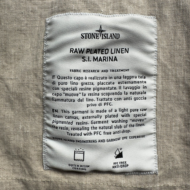 S/S 24 Stone Island Marina Raw Plated Linen Jacket - Beige