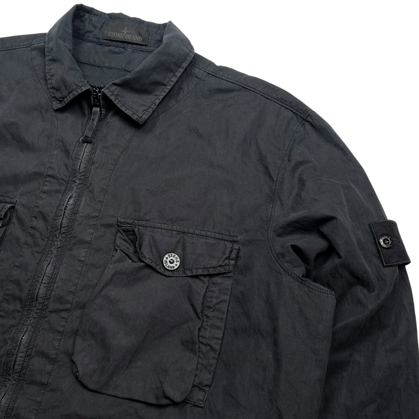 S/S 19 Stone Island Resin Cotton Ghost Overshirt - Black