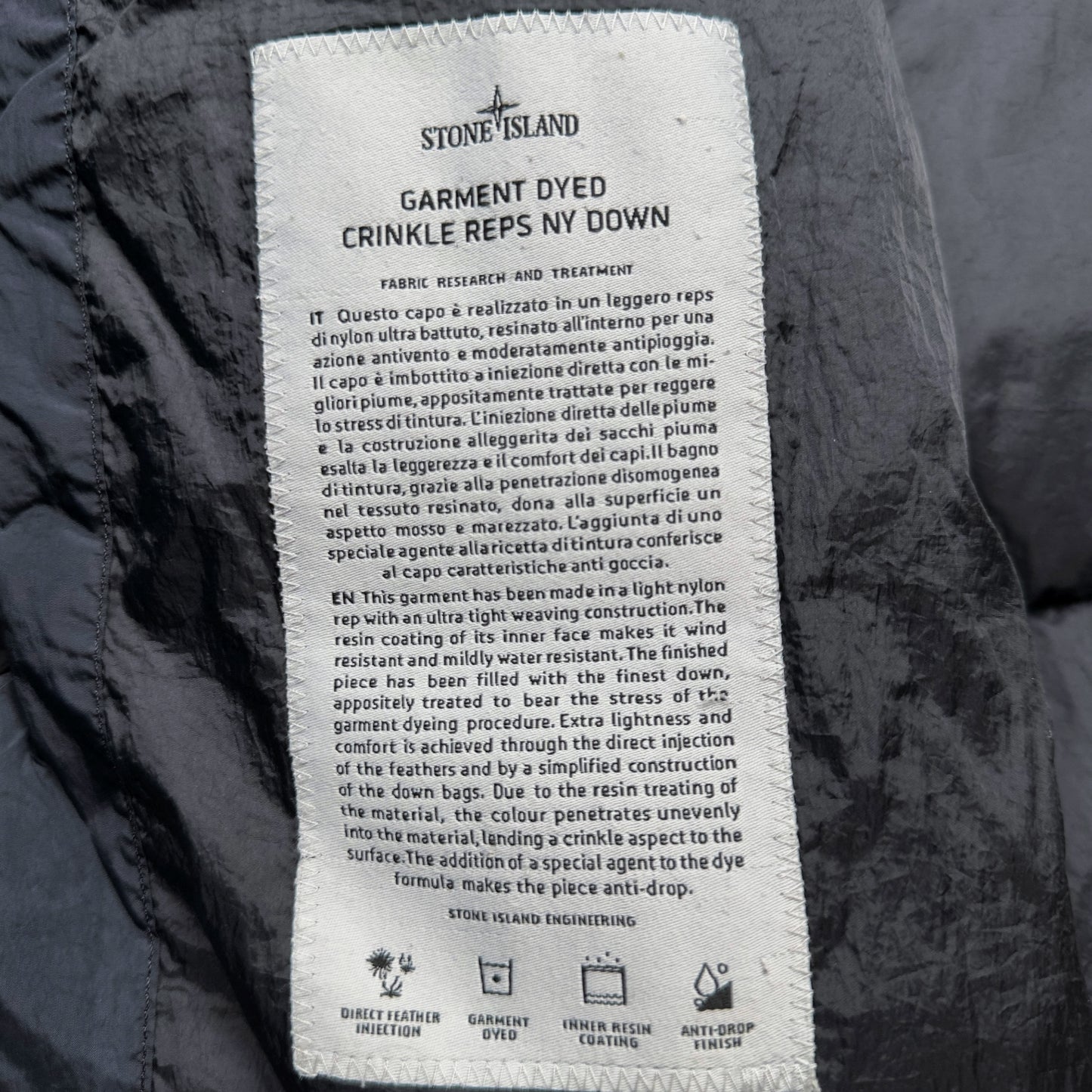 A/W 15 Stone Island Crinkle Reps NY Down Puffer Jacket - Navy