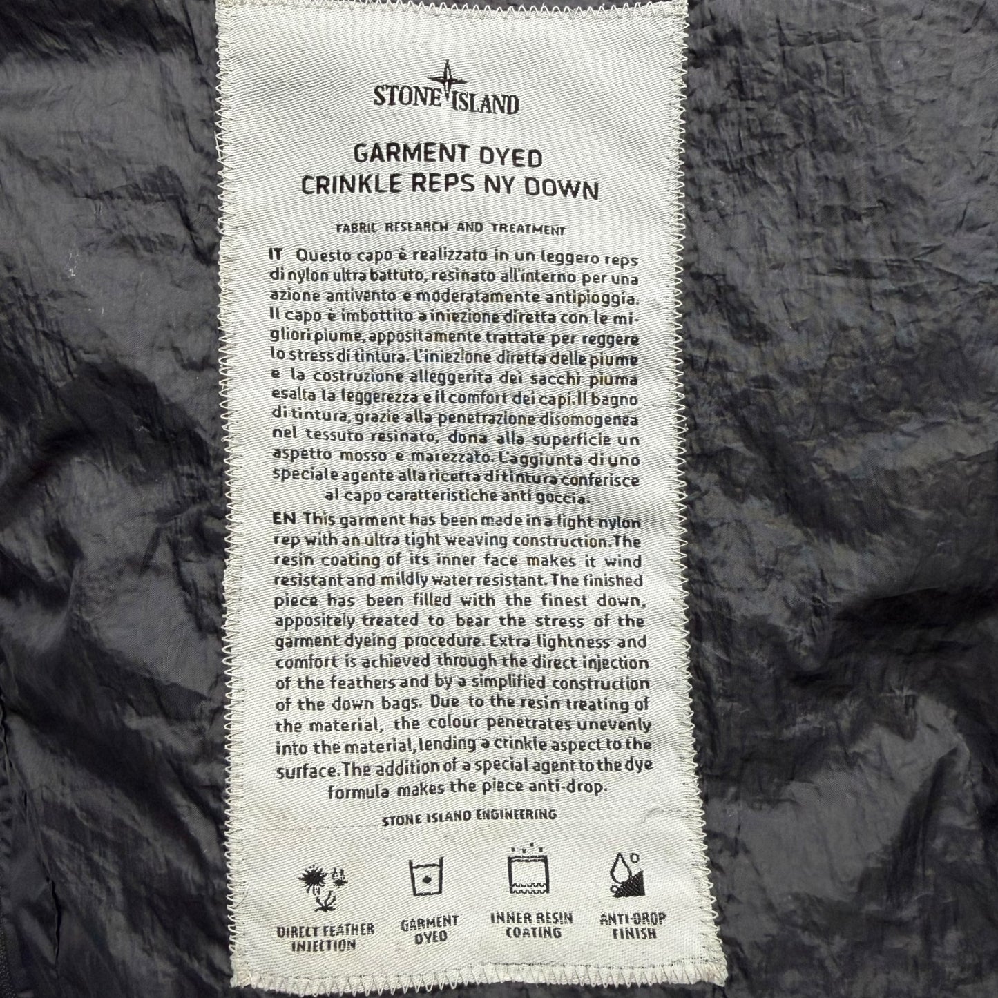 A/W 16 Stone Island Crinkle Reps NY Down Puffer Jacket - Black