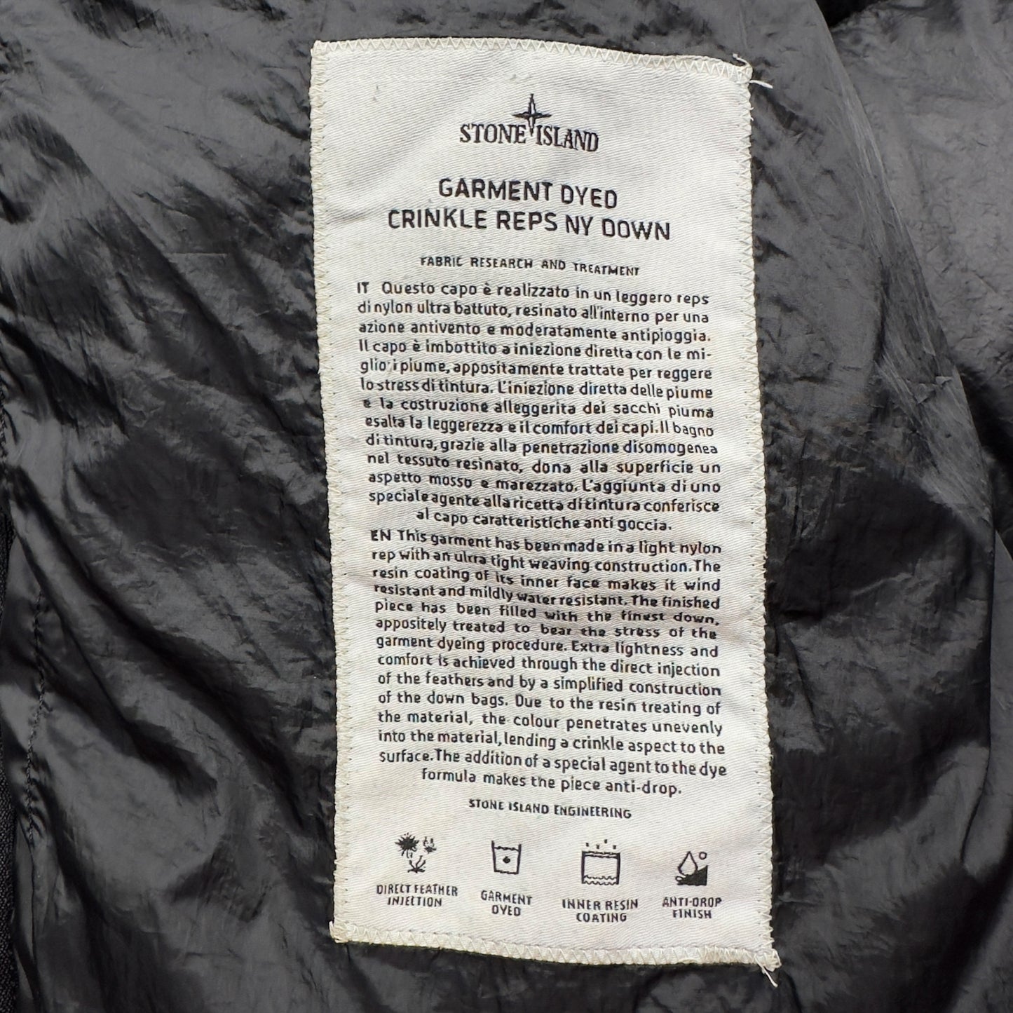 A/W 15 Stone Island Crinkle Reps NY Down Puffer Jacket - Black