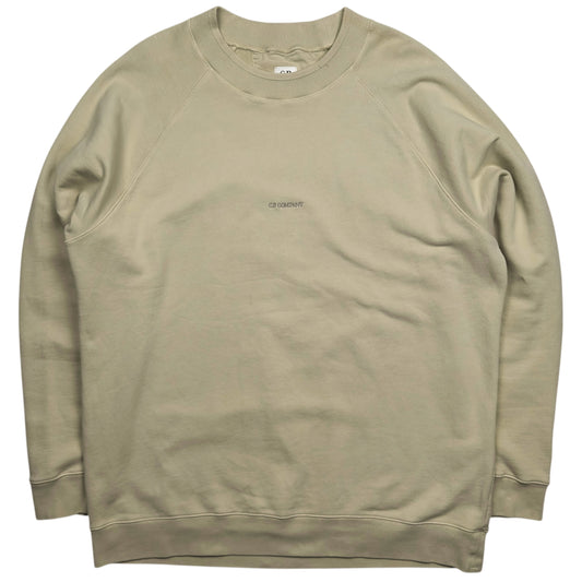C.P. Company Diagonal Raised Fleece Crewneck Sweater - Cream