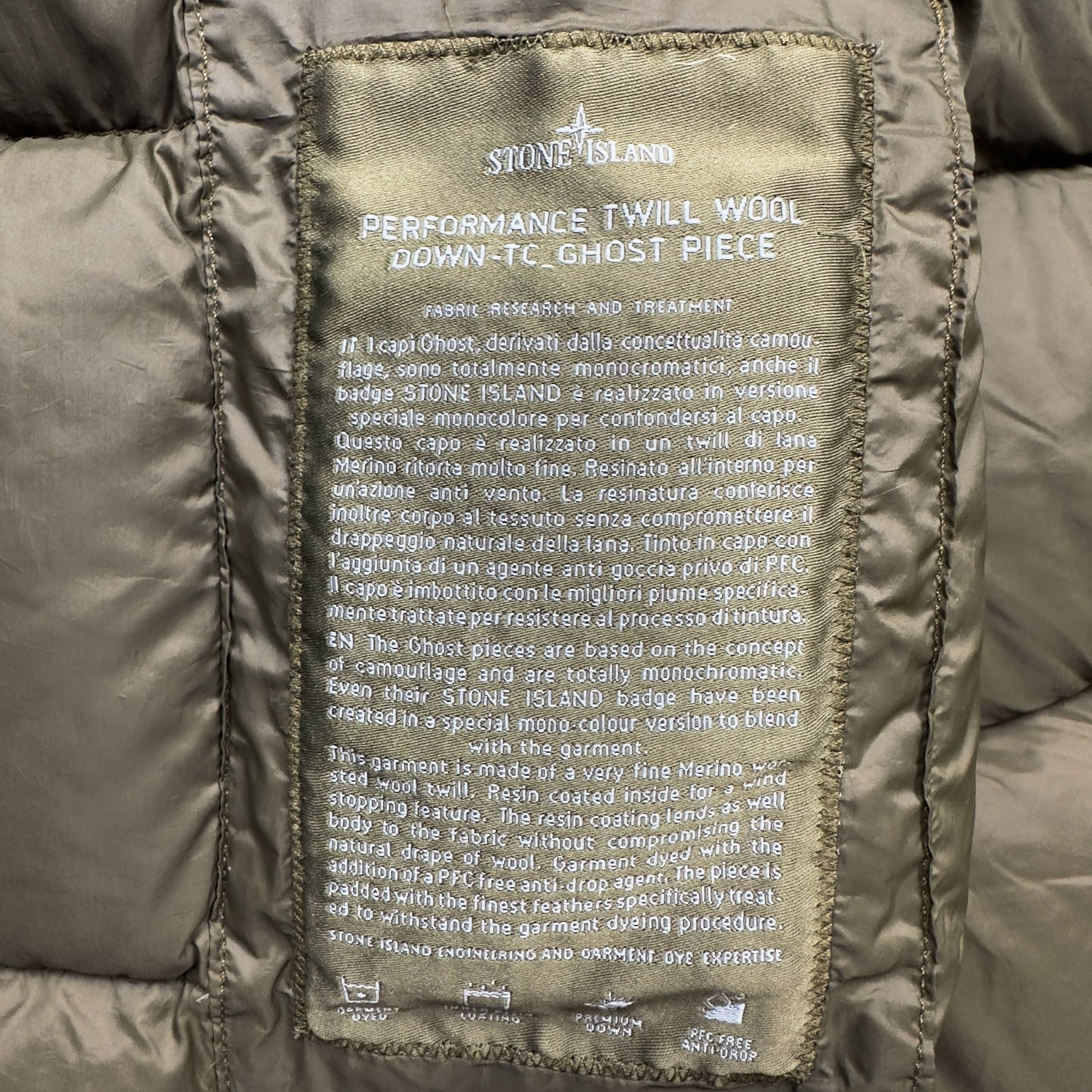 A/W 24 Stone Island Performance Twill Wool Down TC Ghost Parka Jacket
