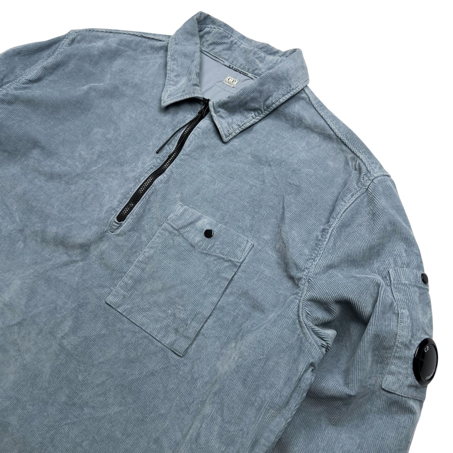 C.P. Company Corduroy Quarter Zip Overshirt - Blue