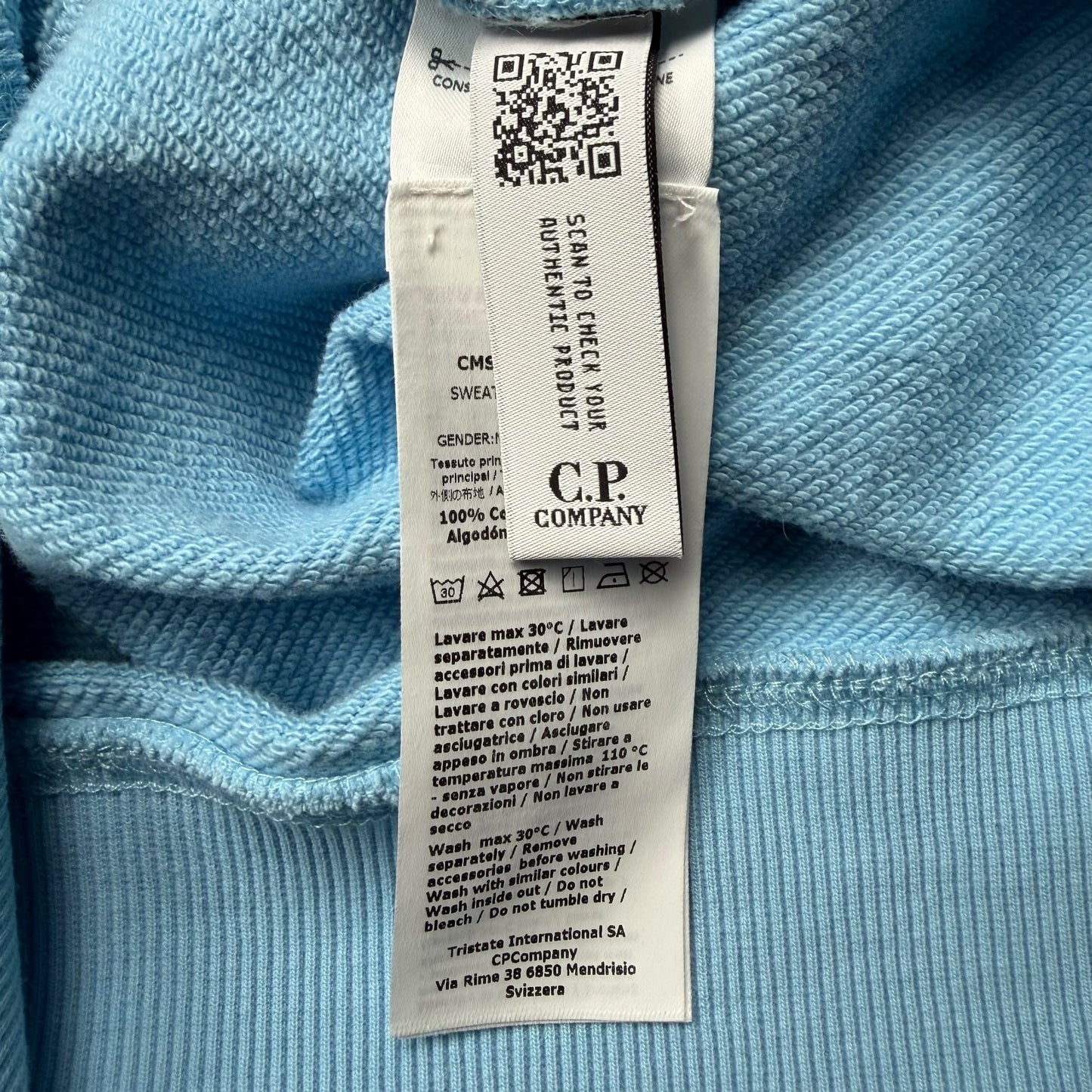 C.P. Company Diagonal Raised Fleece Crewneck Sweater - Baby Blue