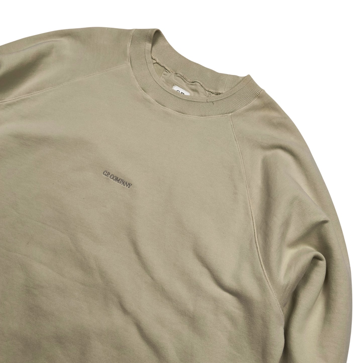 C.P. Company Diagonal Raised Fleece Crewneck Sweater - Cream