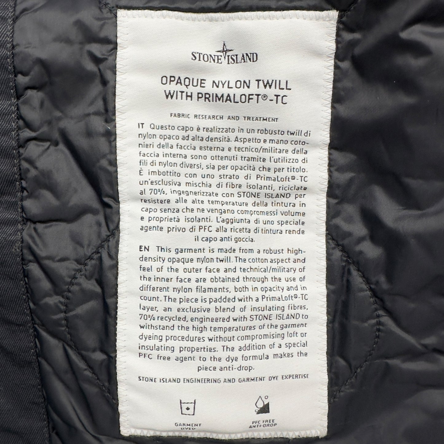 A/W 23 Stone Island Opaque Nylon Twill with Primaloft Overshirt Jacket - Black