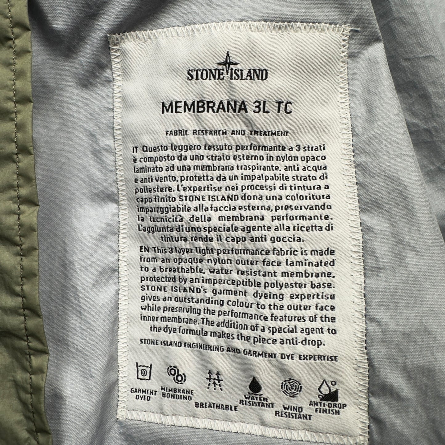 S/S 19 Stone Island Membrana 3L TC Jacket - Sage Green