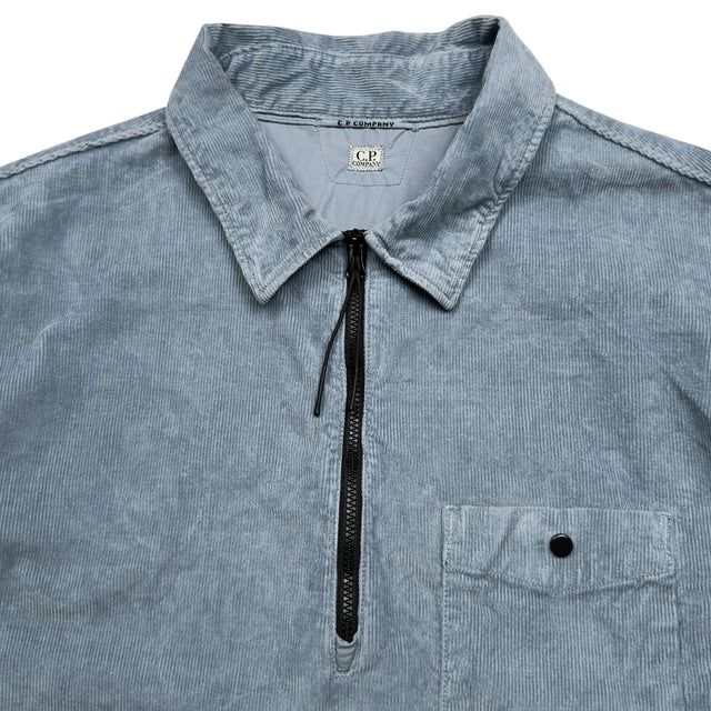 C.P. Company Corduroy Quarter Zip Overshirt - Blue