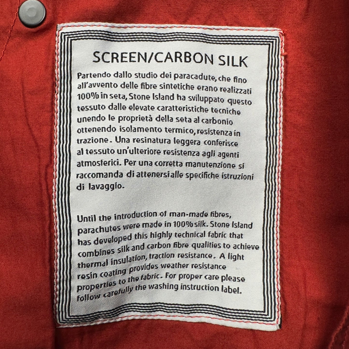 S/S 10 Stone Island Screen Carbon Silk Bomber Jacket