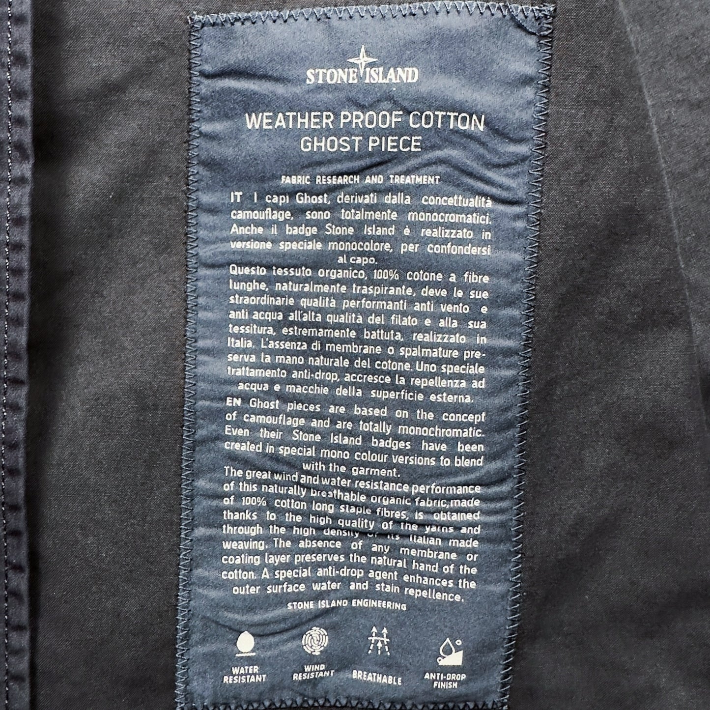 S/S 13 Stone Island Weatherproof Cotton Canvas Ghost Piece Jacket - Navy