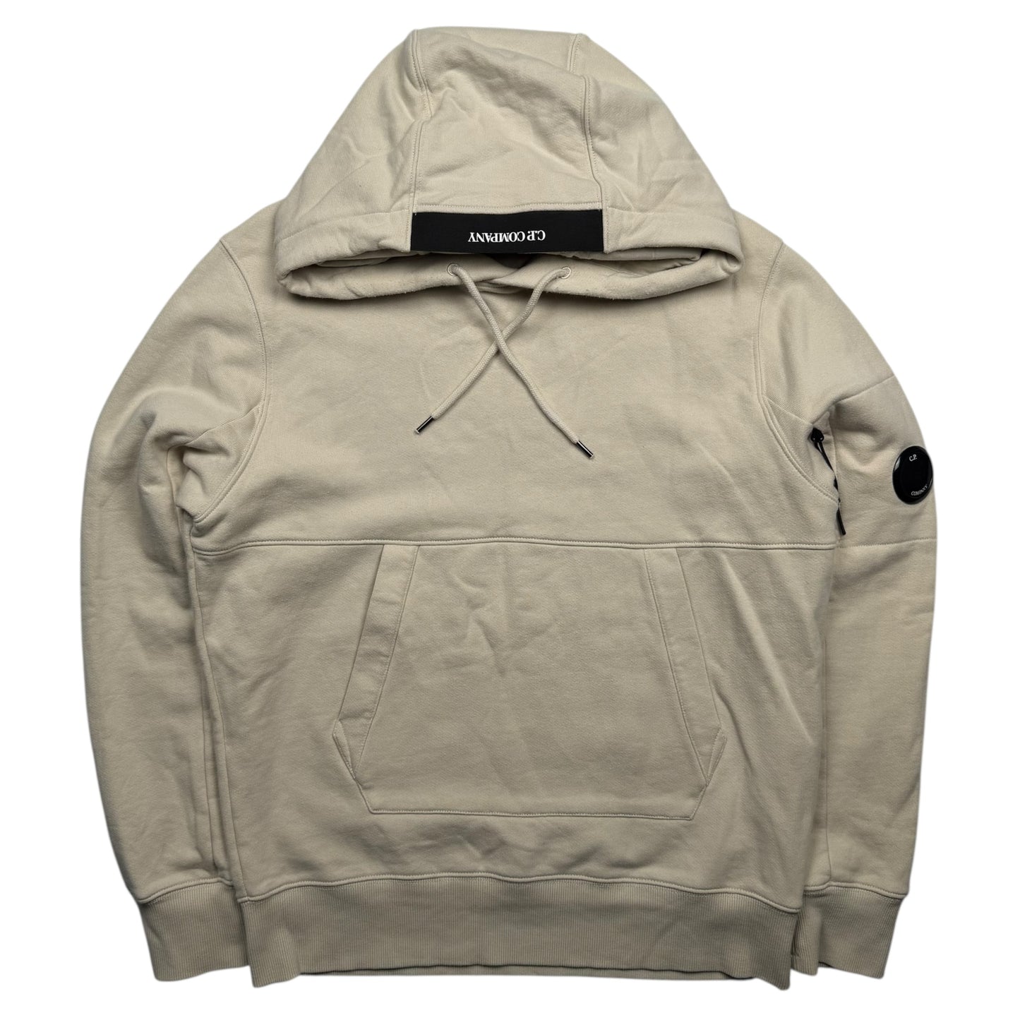 C.P. Company Diagonal Fleece Lens Hoodie - Light Beige