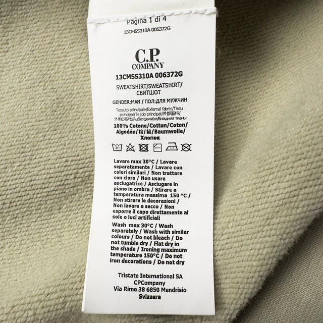 C.P. Company Diagonal Raised Fleece Crewneck Sweater - Cream