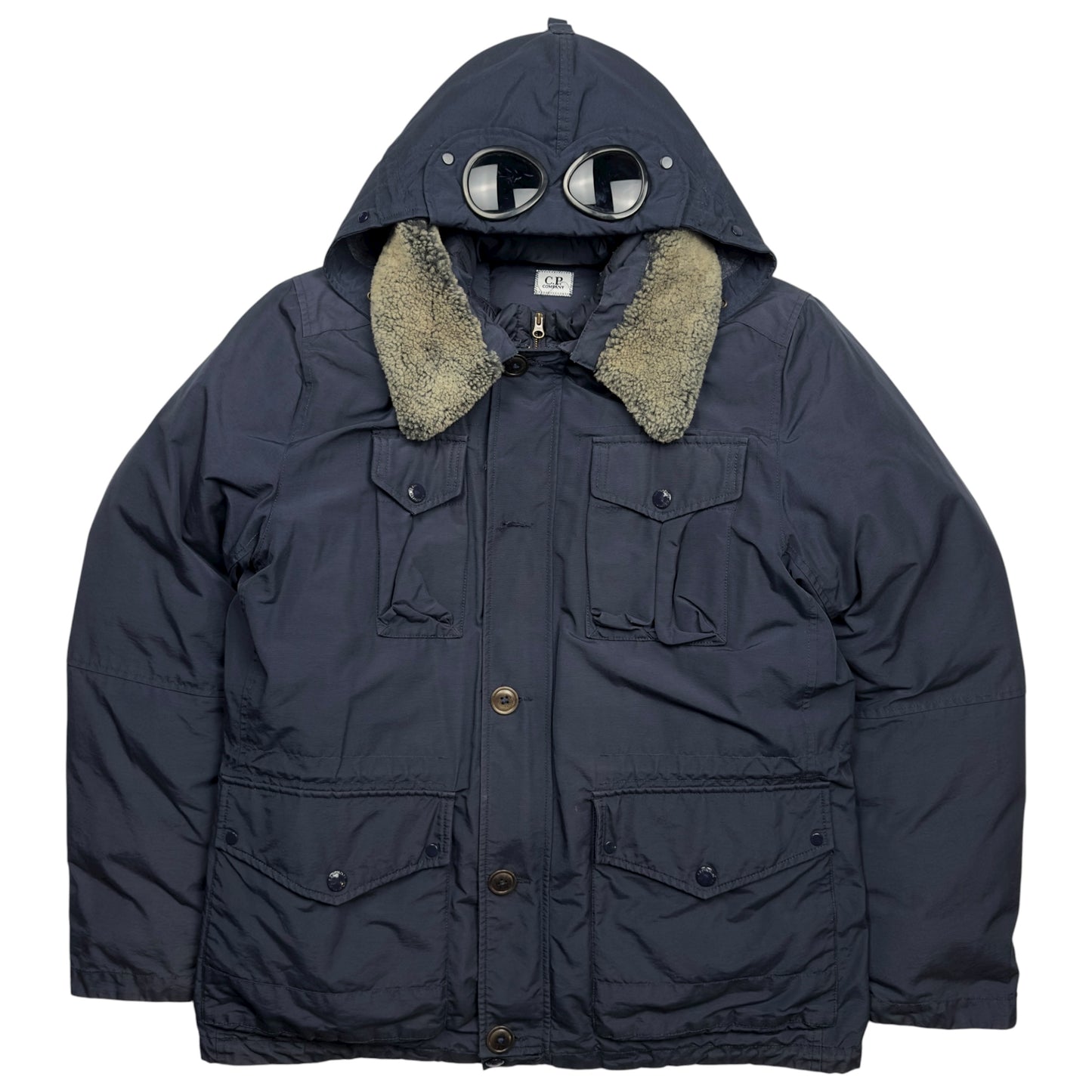 C.P. Company Denver Down Lined Shearling Collar Goggle Jacket - Navy