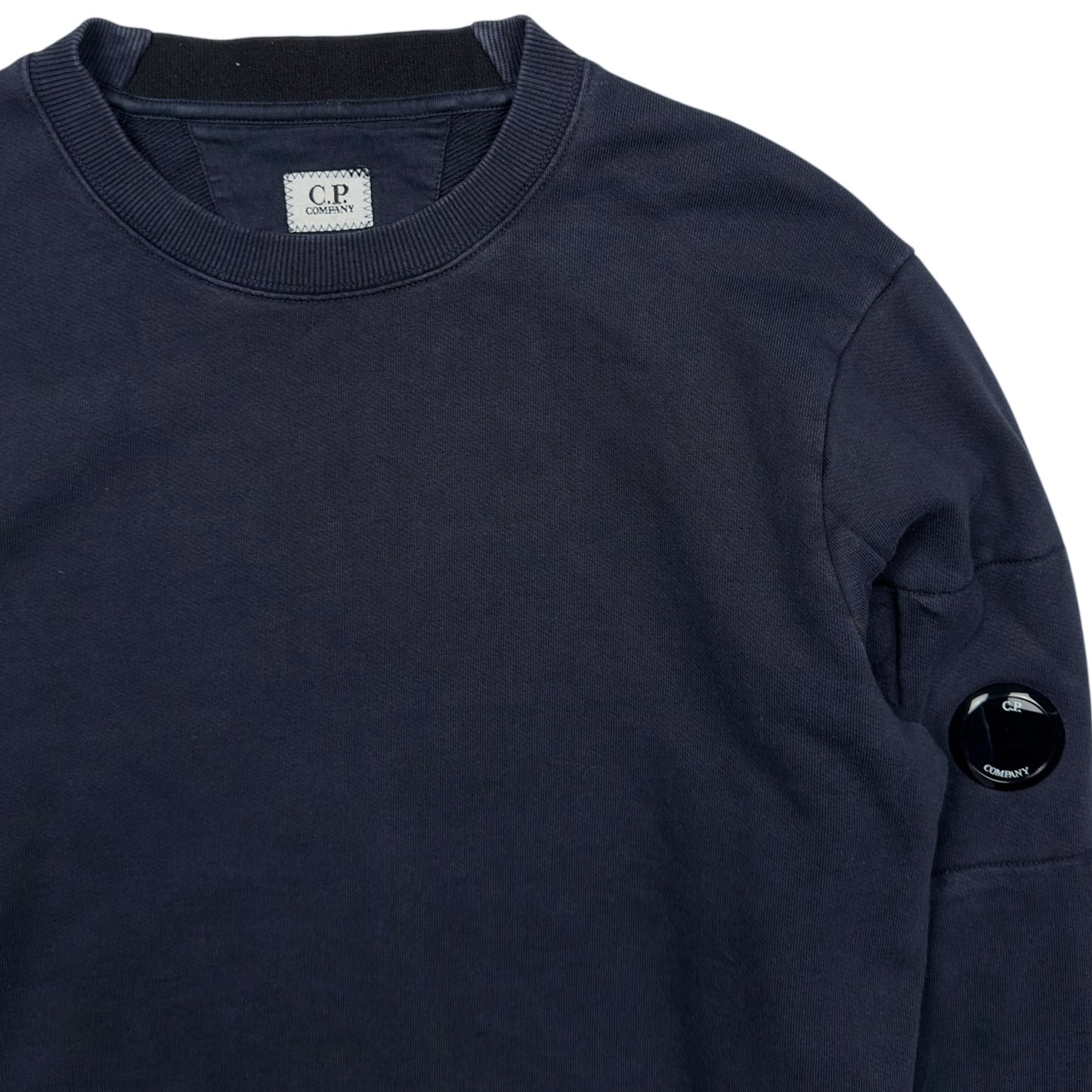 C.P. Company Diagonal Raised Fleece Crewneck Sweater - Navy