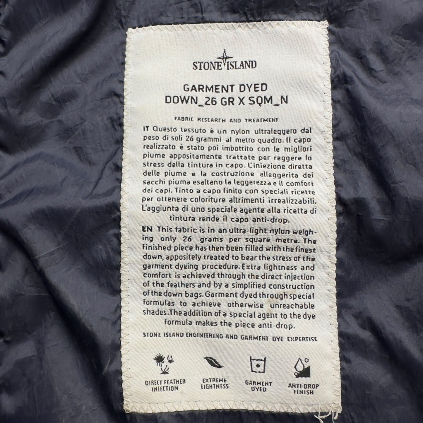 A/W 15 Stone Island Down_26 GR X SQM_N Down Puffer Jacket - Navy