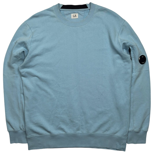 C.P. Company Diagonal Raised Fleece Crewneck Sweater - Baby Blue