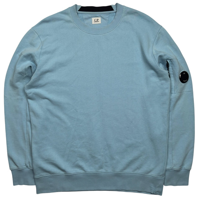 C.P. Company Diagonal Raised Fleece Crewneck Sweater - Baby Blue