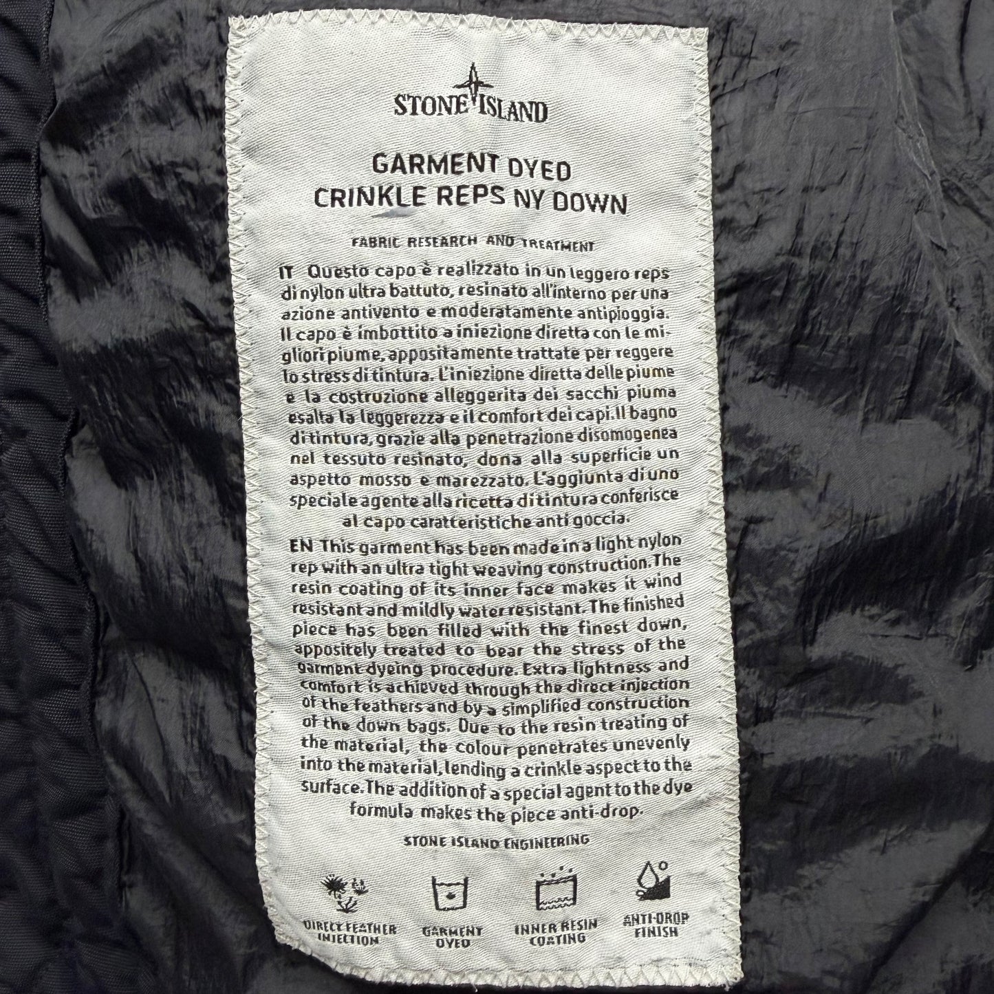 A/W 18 Stone Island Crinkle Reps NY Down Puffer Jacket - Black