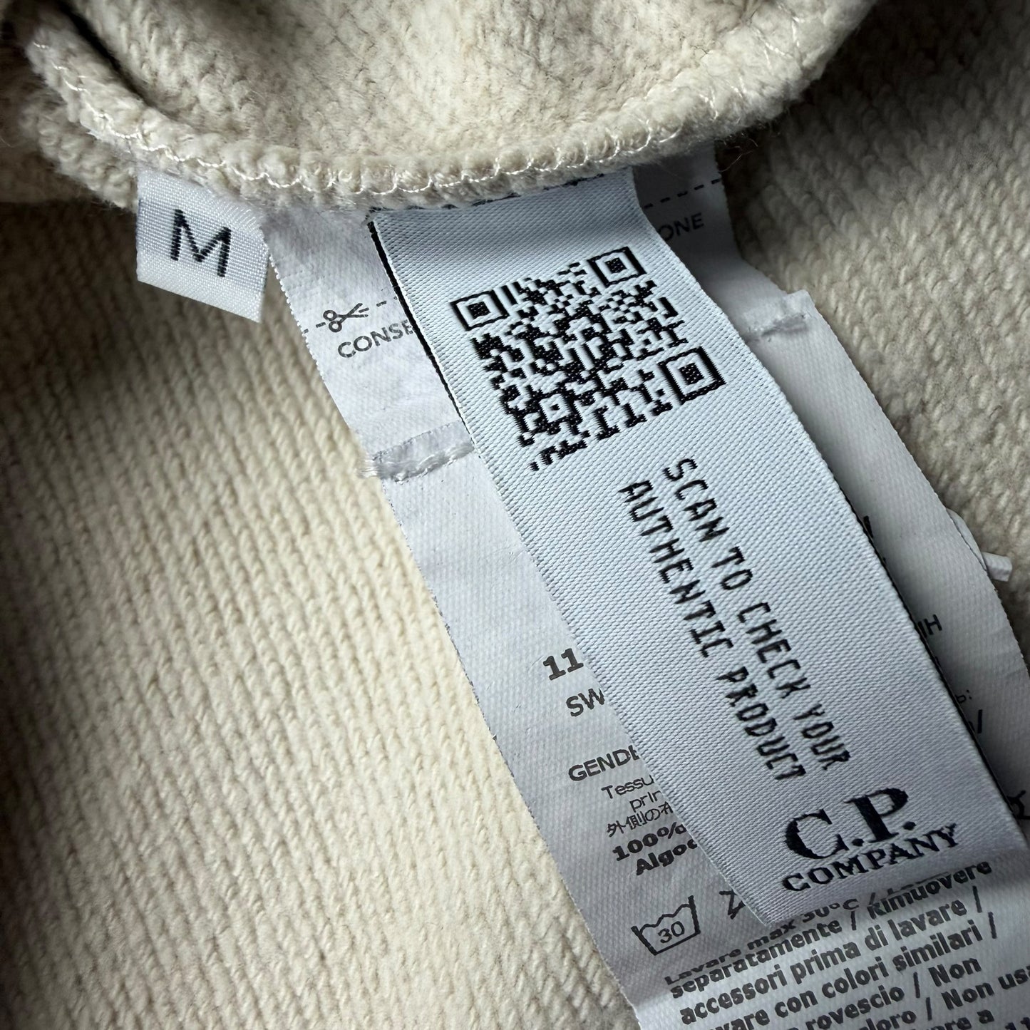 C.P. Company Diagonal Fleece Lens Hoodie - Light Beige