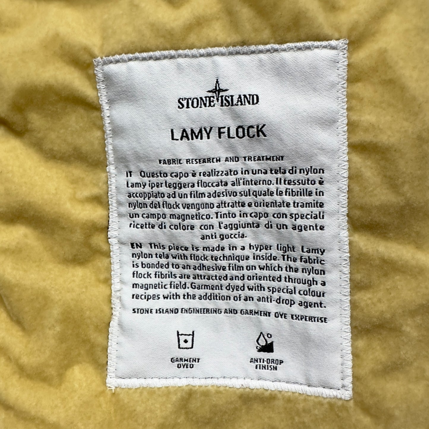 A/W 19 Stone Island Lamy Flock Jacket - Yellow