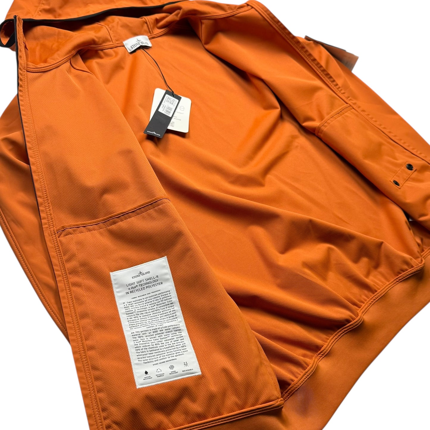 S/S 23 Stone Island Light Soft Shell-R Jacket with e-dye Technology - Orange