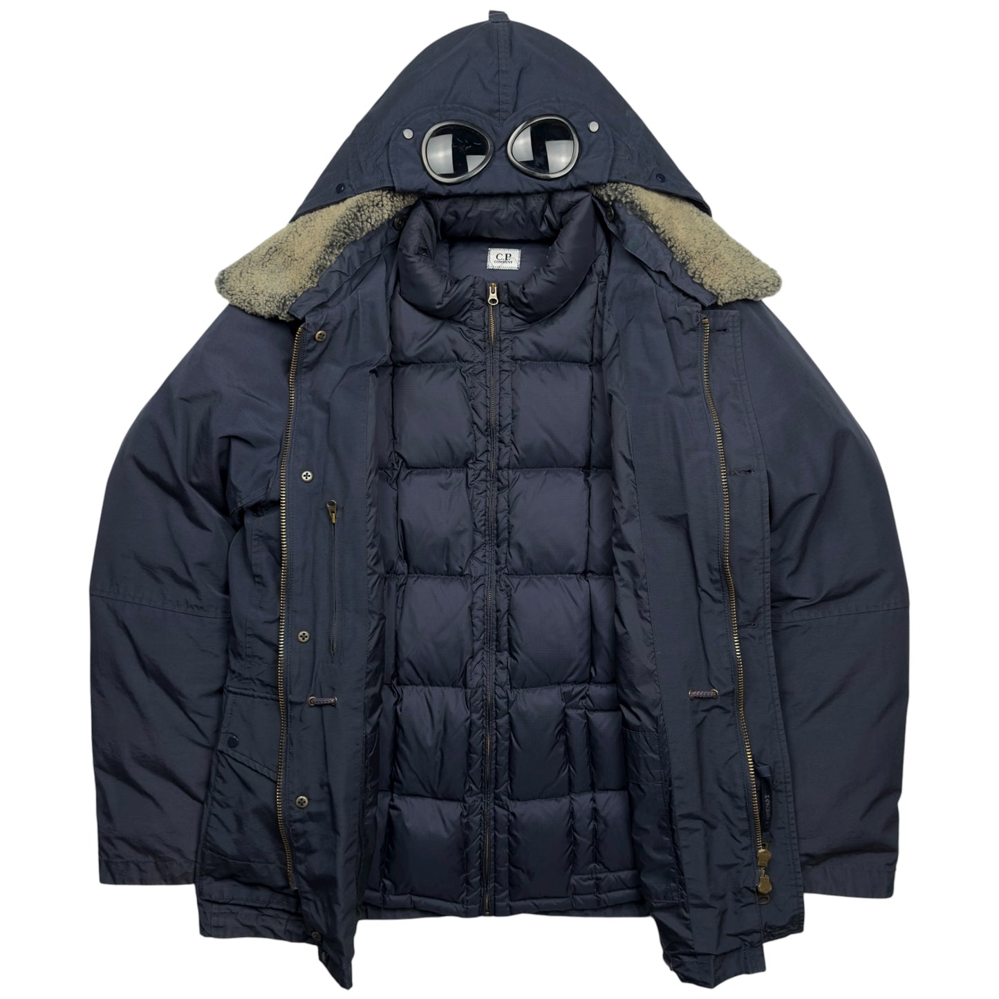 C.P. Company Denver Down Lined Shearling Collar Goggle Jacket - Navy