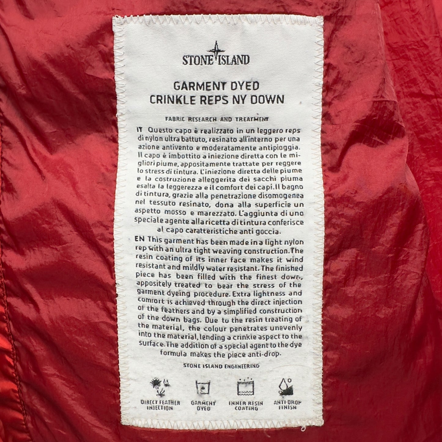 A/W 13 Stone Island Crinkle Reps NY Down Puffer Jacket - Red