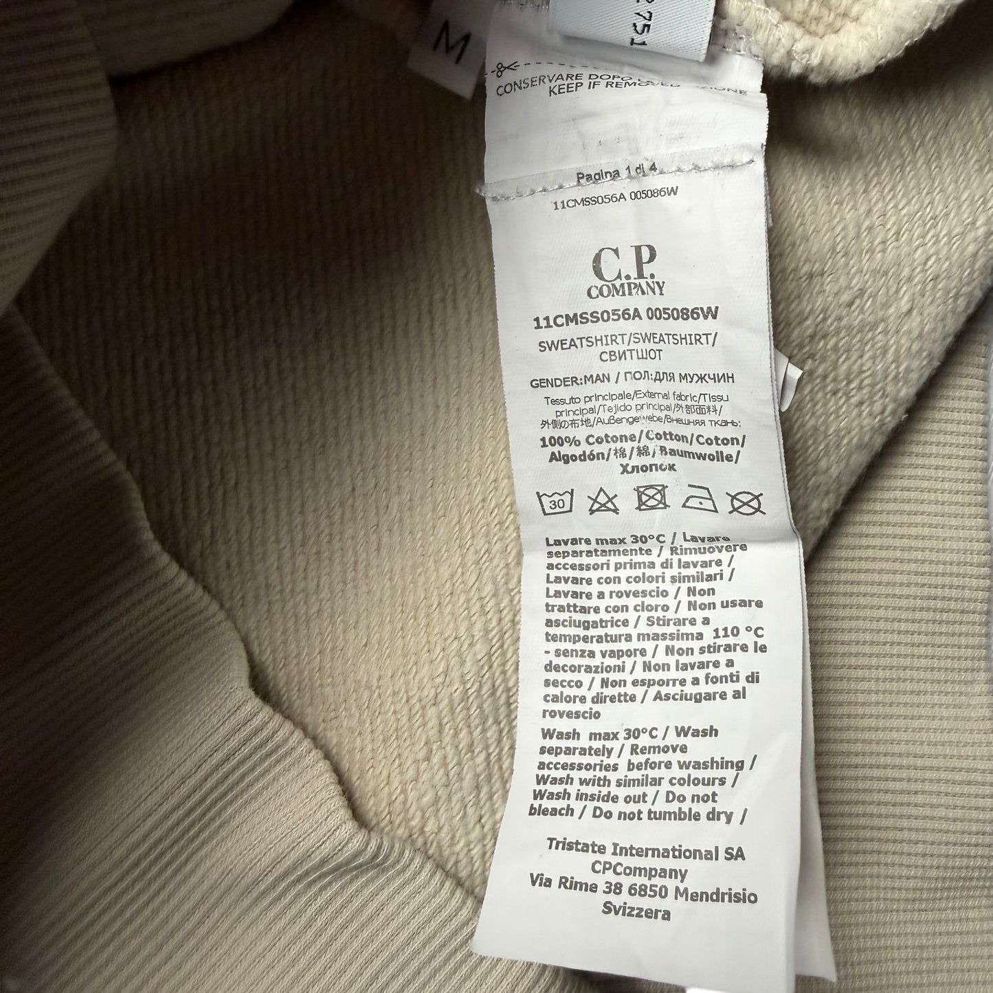 C.P. Company Diagonal Fleece Lens Hoodie - Light Beige