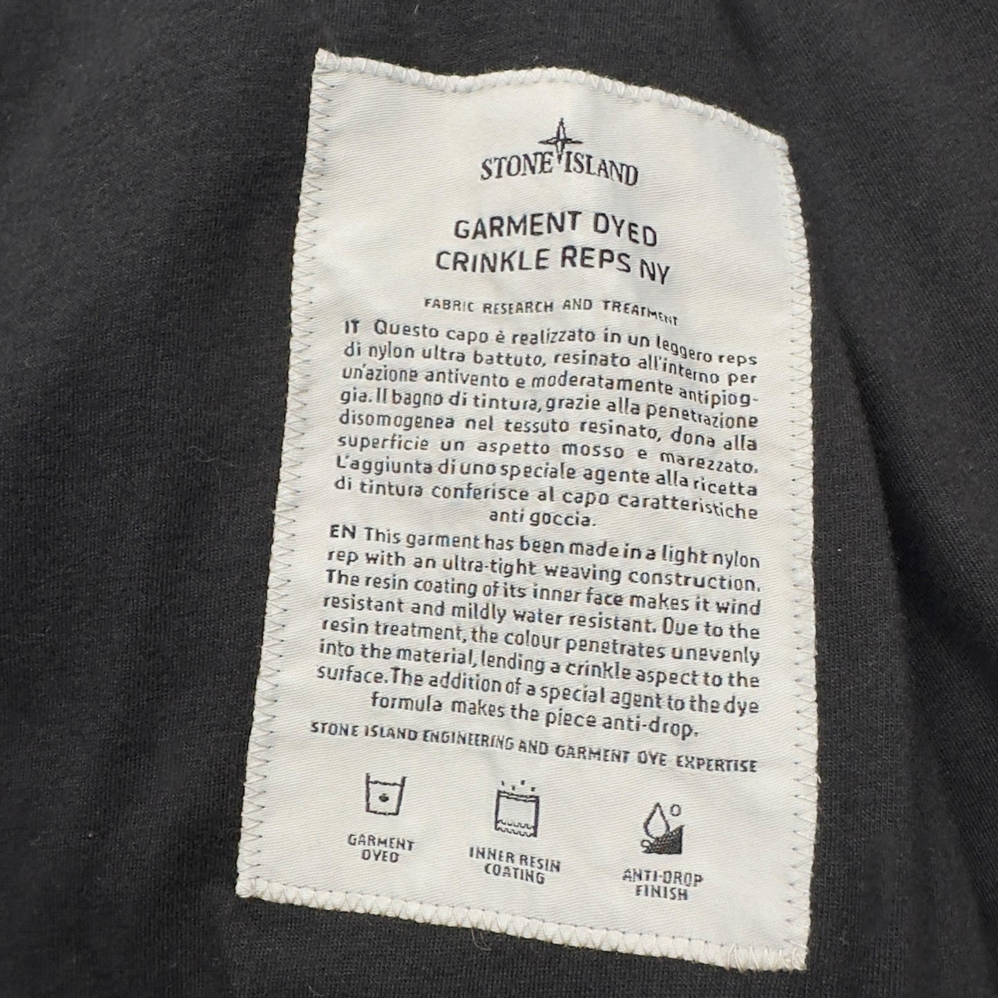 S/S 20 Stone Island Crinkle Reps NY Jacket - Black