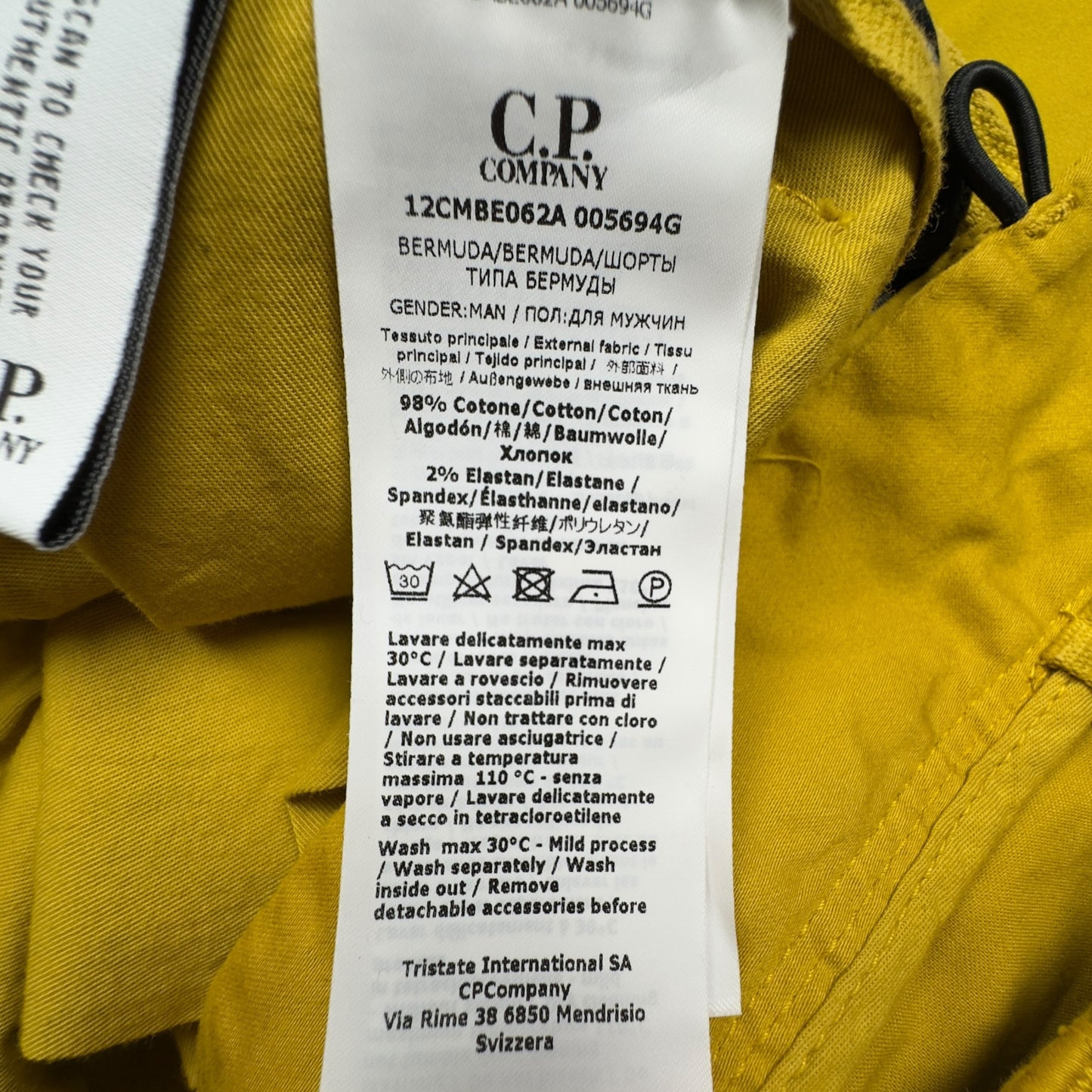 C.P. Company Sateen Cargo Shorts - Yellow