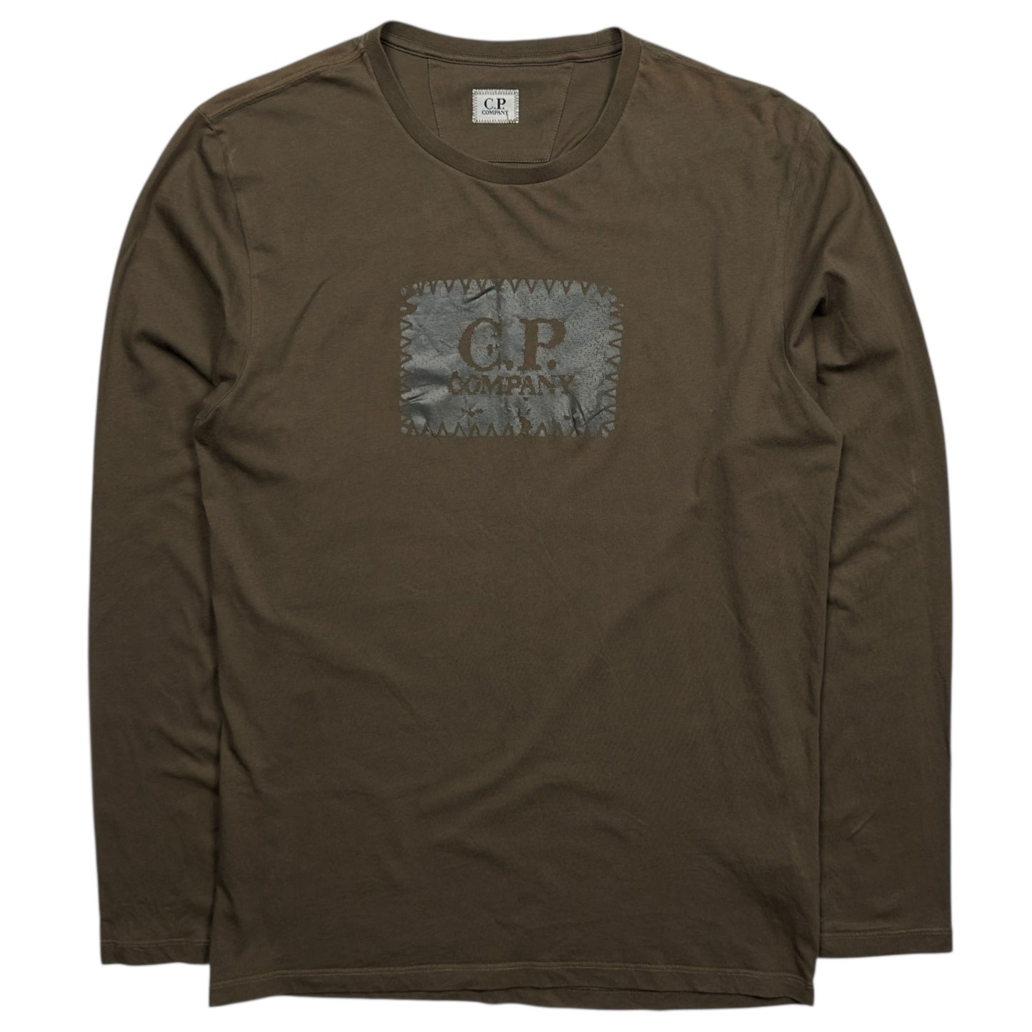 C.P. Company Big Stitch Logo Long Sleeve T-Shirt - Khaki