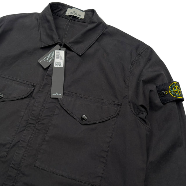 A/W 24 Stone Island Supima Cotton Twill Overshirt Jacket - Black