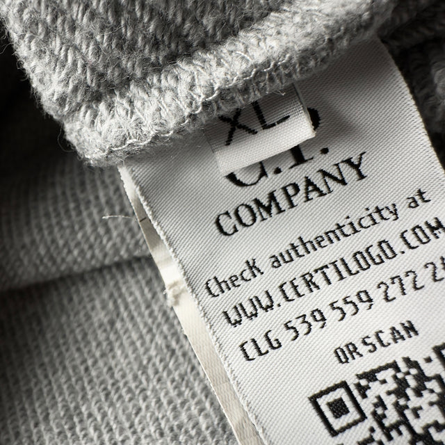 C.P. Company Diagonal Raised Fleece Quarter Zip Sweater - Grey