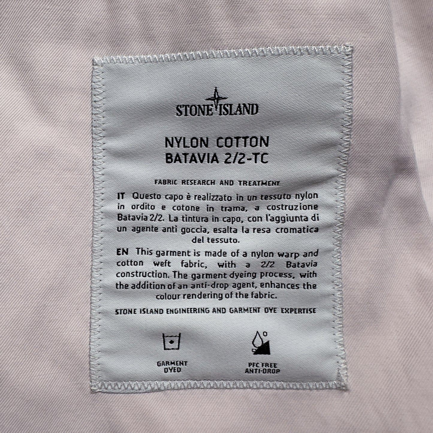 S/S 22 Stone Island Nylon Cotton Batavia 2/2 TC Jacket - Light Pink