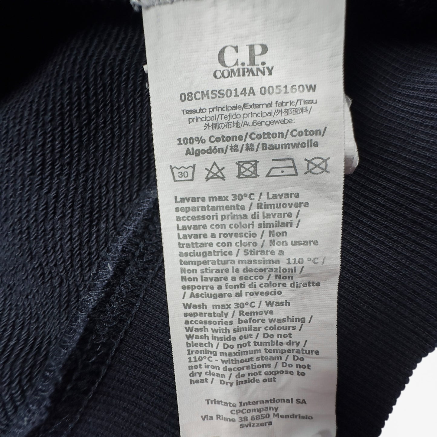 C.P. Company Diagonal Raised Fleece Crewneck Sweater - Navy