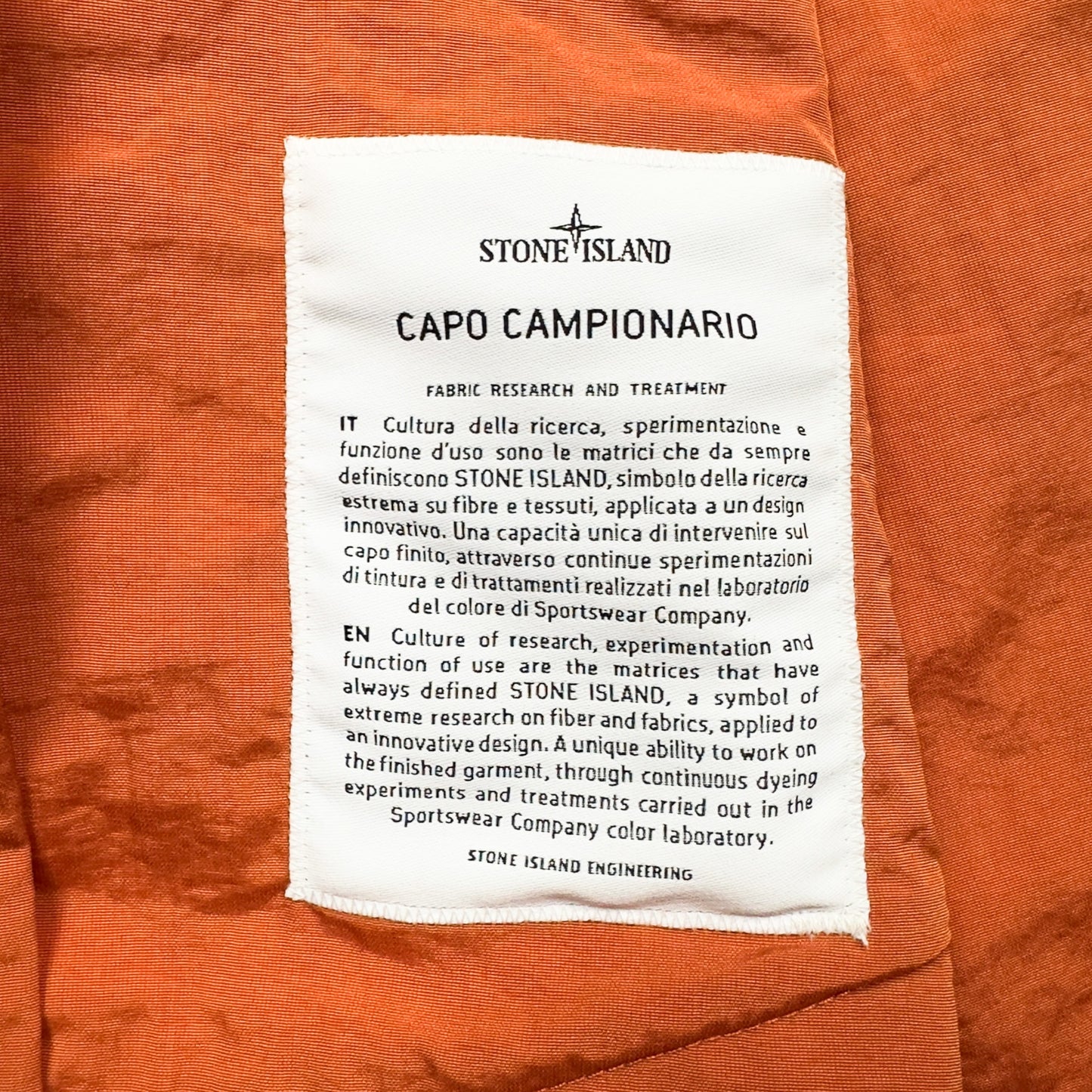 S/S 25 Stone Island Nylon Windbreaker - Orange