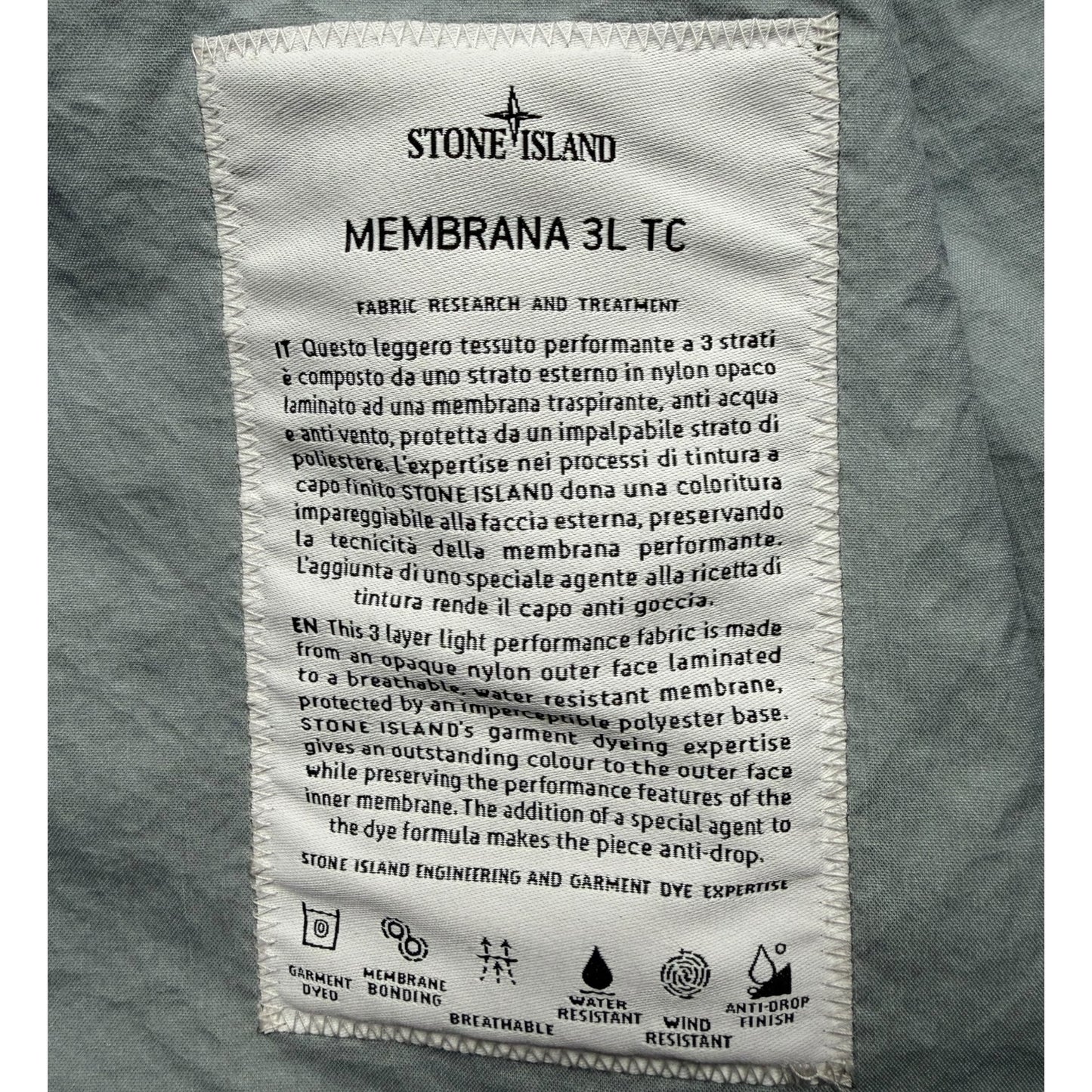 S/S 22 Stone Island Membrana 3L TC Jacket - Green