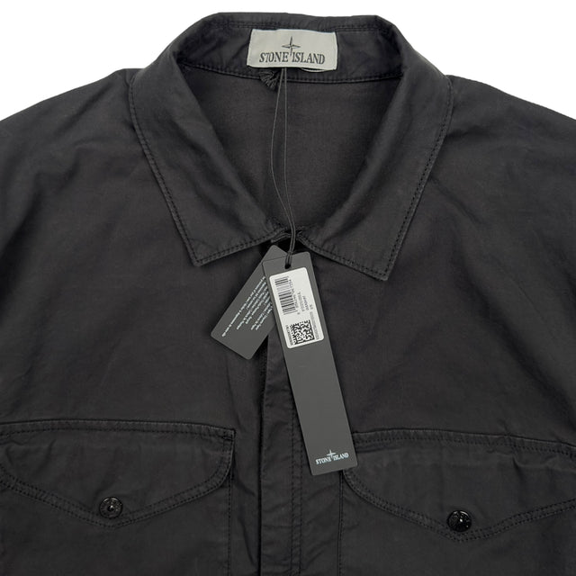 A/W 24 Stone Island Supima Cotton Twill Overshirt Jacket - Black
