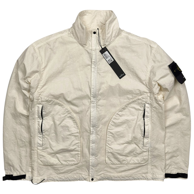 S/S 25 Stone Island Organic Look Nylon Panama TC Bomber Jacket - Ivory