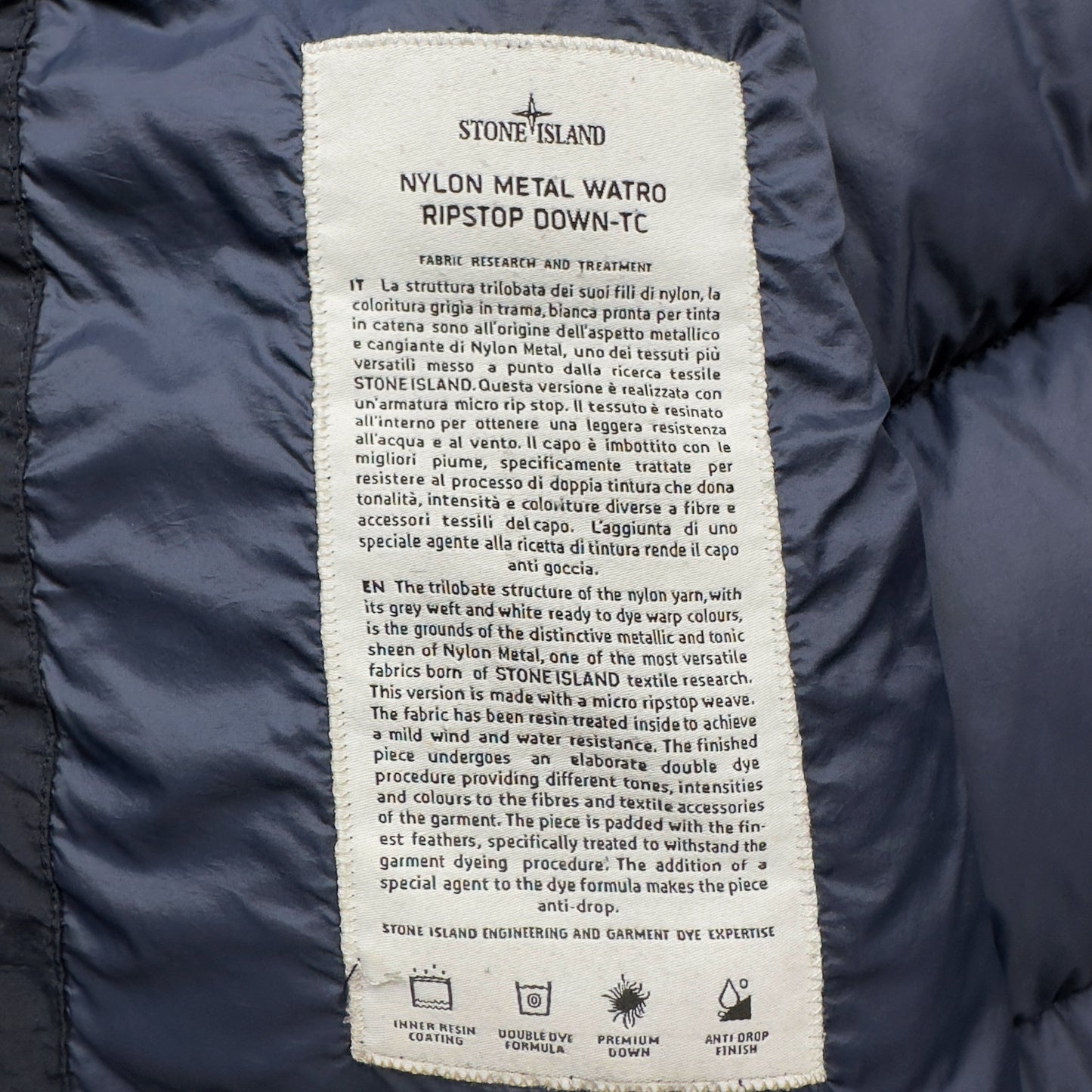 A/W 19 Stone Island Nylon Metal Watro Ripstop Down Puffer Jacket - Navy