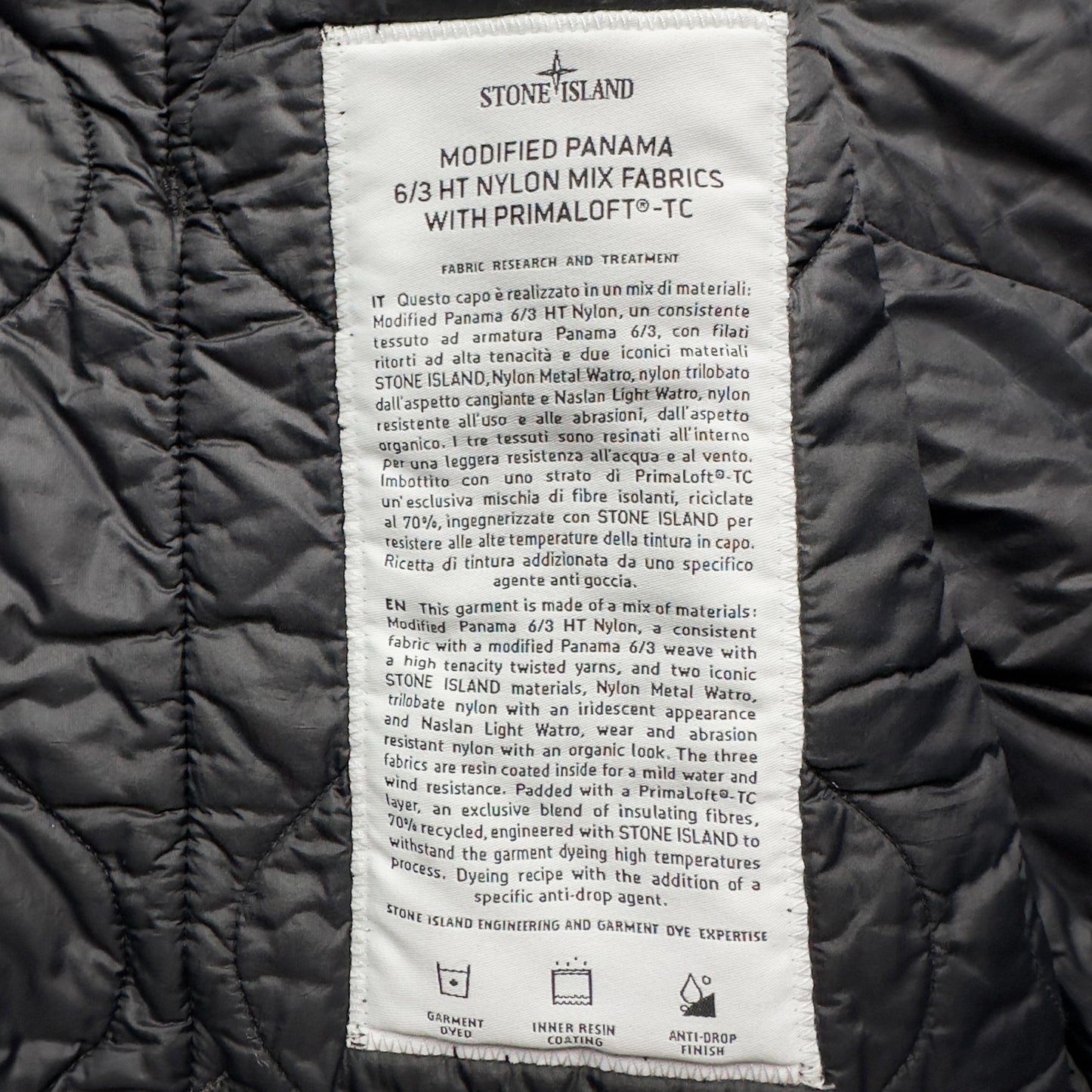 A/W 21 Stone Island Modified Panama 6/3 HT Nylon Mix Fabrics with Primaloft Gilet