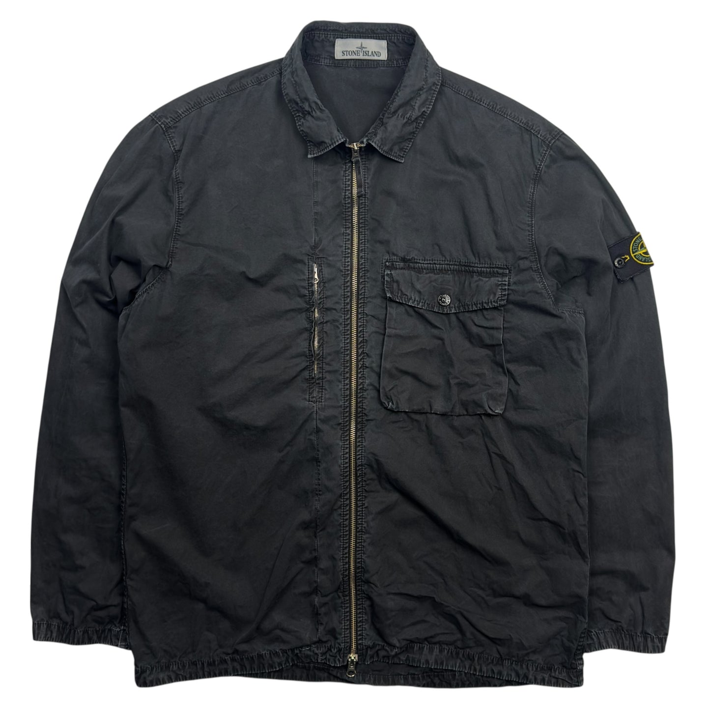 S/S 19 Stone Island Washed Canvas Pocket Overshirt Jacket - Black