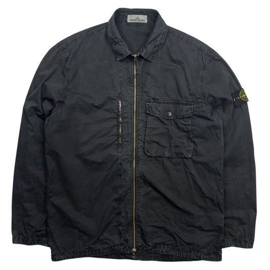 S/S 19 Stone Island Washed Canvas Pocket Overshirt Jacket - Black
