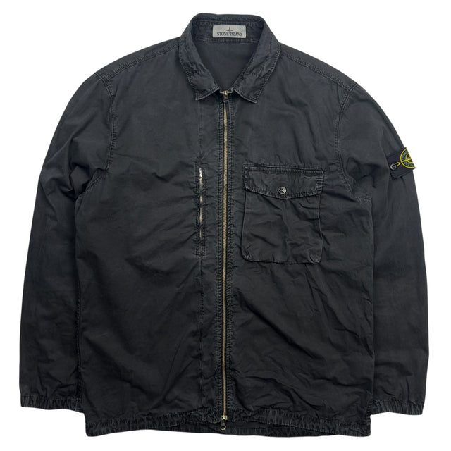 S/S 19 Stone Island Washed Canvas Pocket Overshirt Jacket - Black