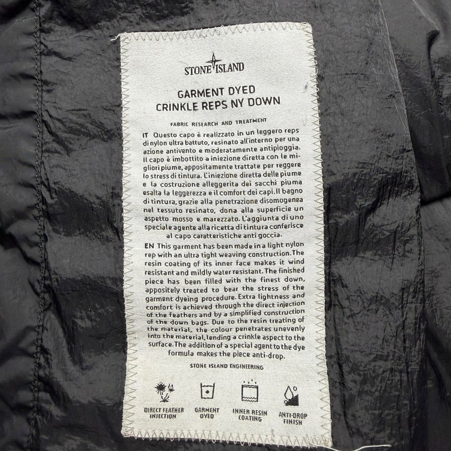 A/W 16 Stone Island Crinkle Reps NY Down Puffer Jacket - Black