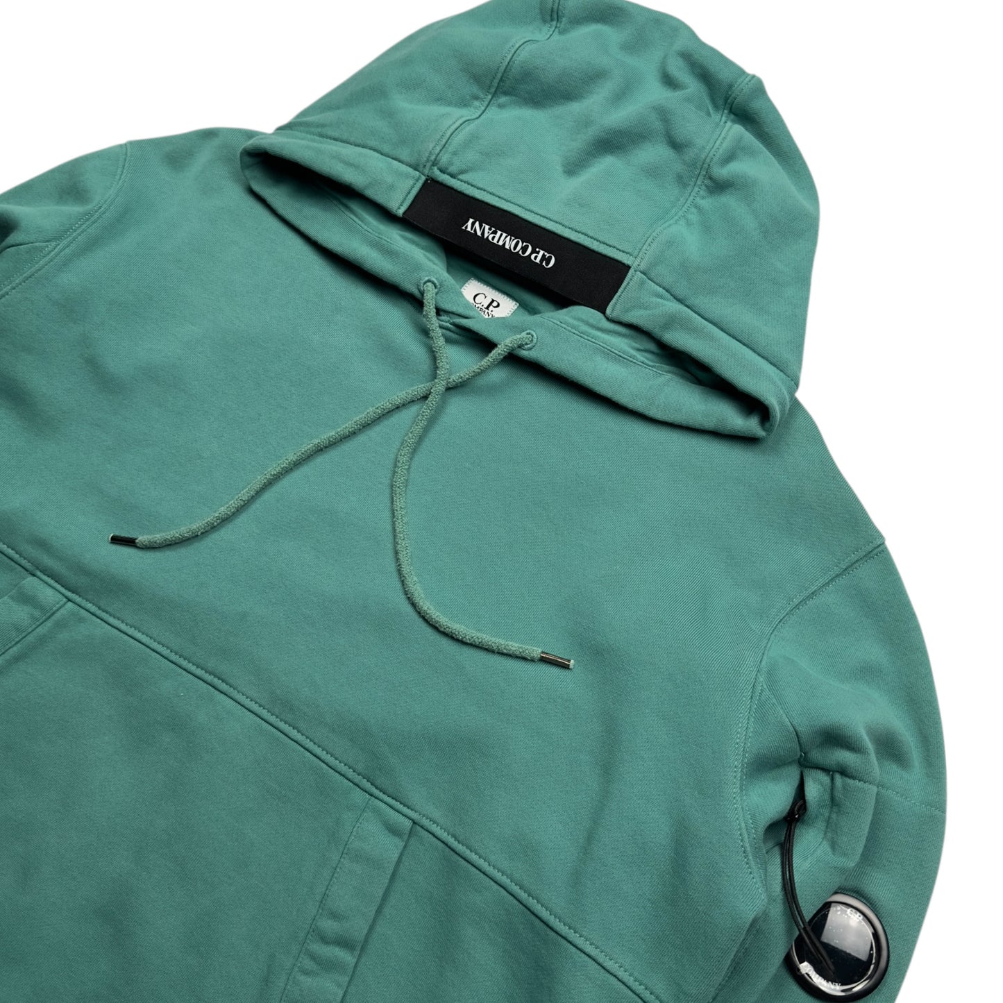 C.P. Company Diagonal Fleece Lens Hoodie - Green