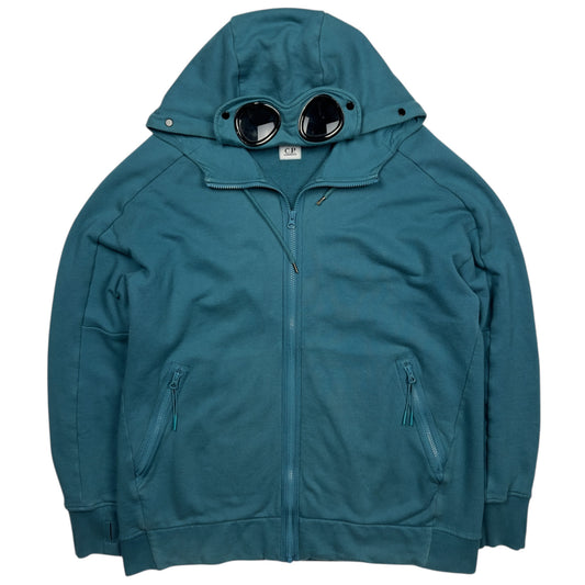 C.P. Company Diagonal Raised Fleece Goggle Full Zip - Teal